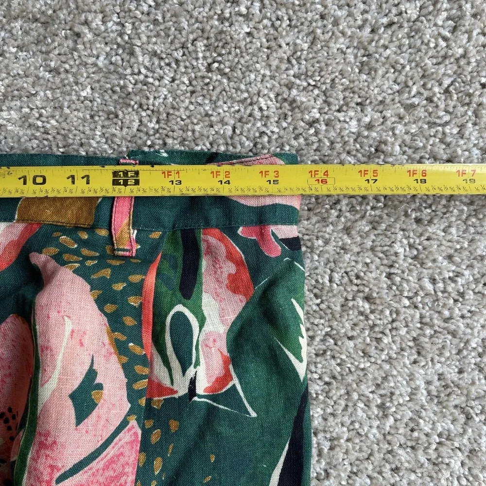 Vitamin A Shorts Womens L Multicolor Linen Tropical Floral Elastic Waist Chino